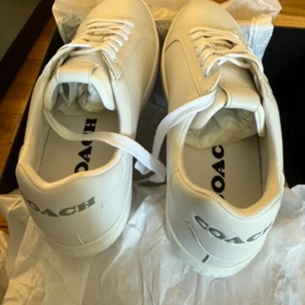 COACH Lowline Low Top Leather Sneakers - Optic White, Size 10D - Picture 4 of 6